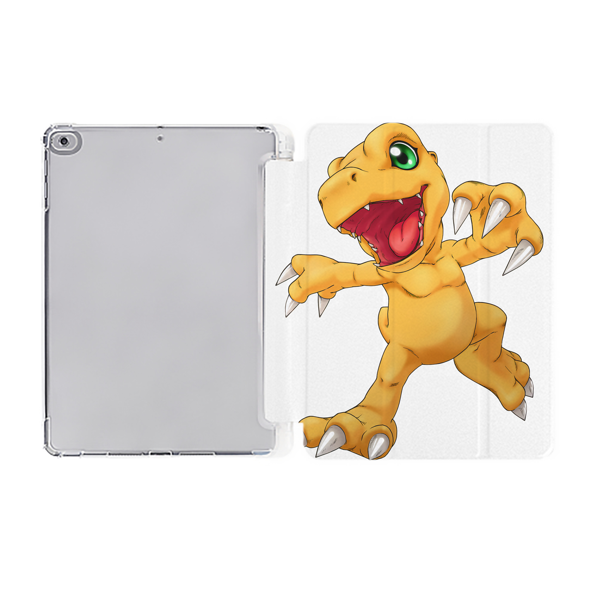 （画像用） Digimon デジタルモンスター/デジモン IPad ケース ペン収納付き 三つ折りスタンド PUレザー×シリコン 対応機種9.5/10.5/10.9インチ